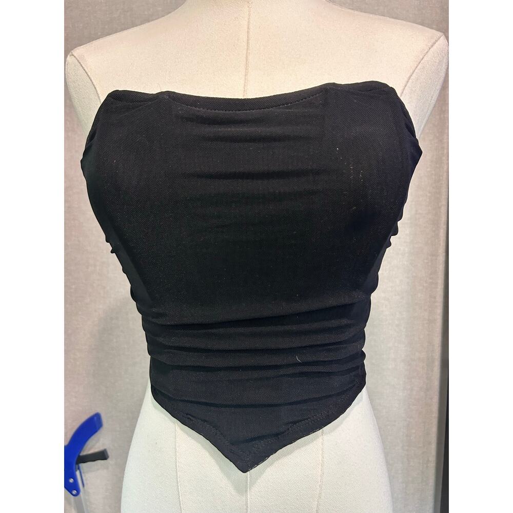 Black Corset Top Barbed Zip Back Gothic Whimsical Punk Festival SZ XS Witchy